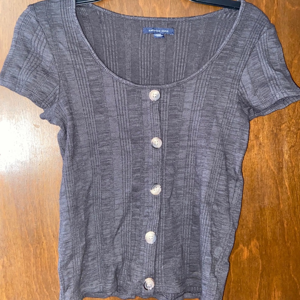 Gray Button Down T-Shirt